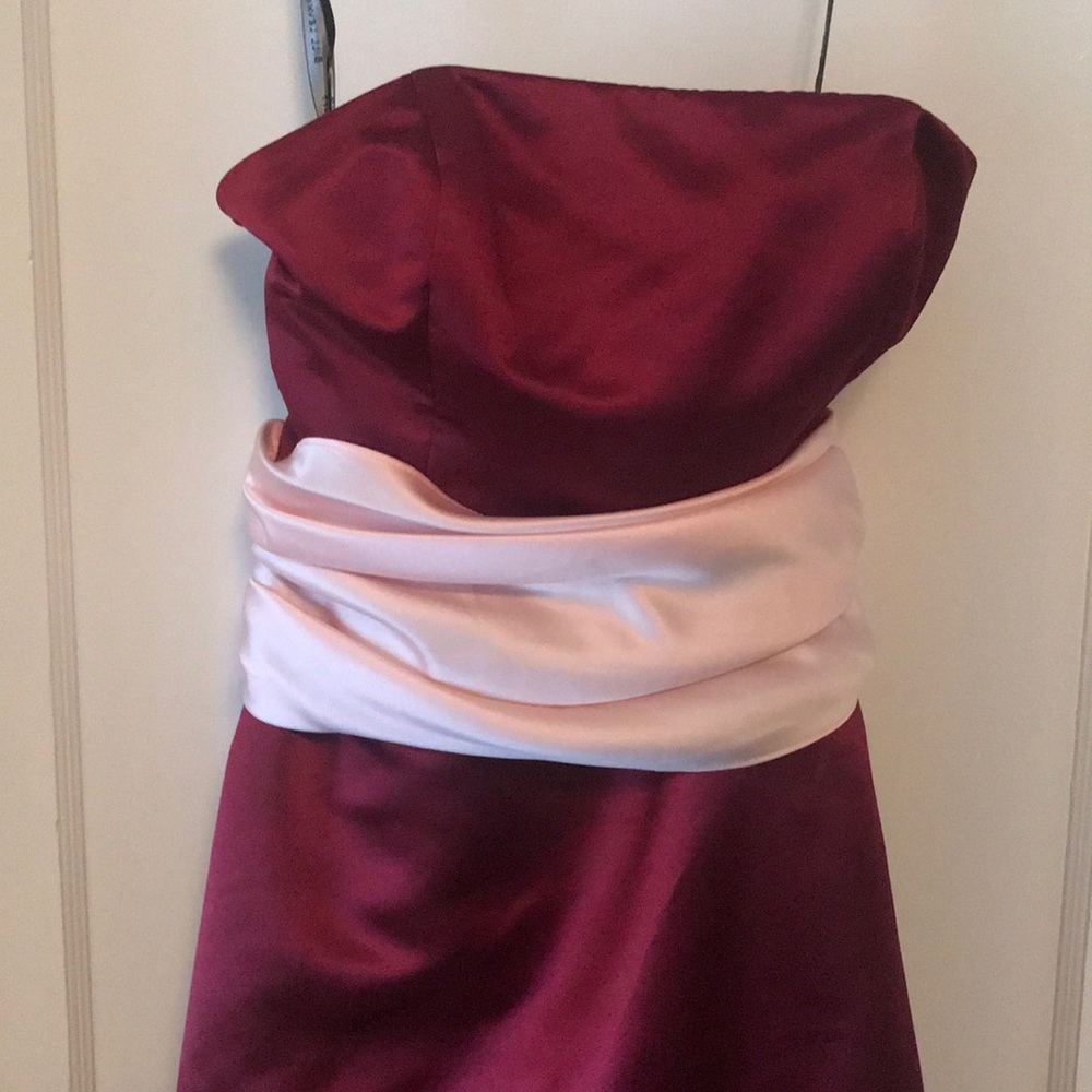 Bill Levkoff Burgundy Strapless Gown size 10